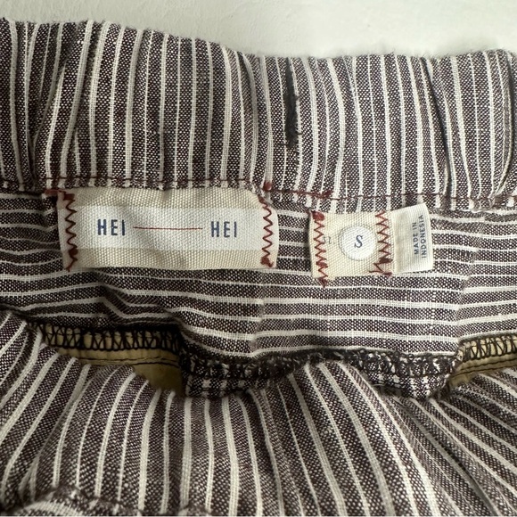 ANTHROPOLOGIE HEI HEI FRANCOISE STRIPED LINEN CROP PANTS BROWN WHITE small - Picture 7 of 11